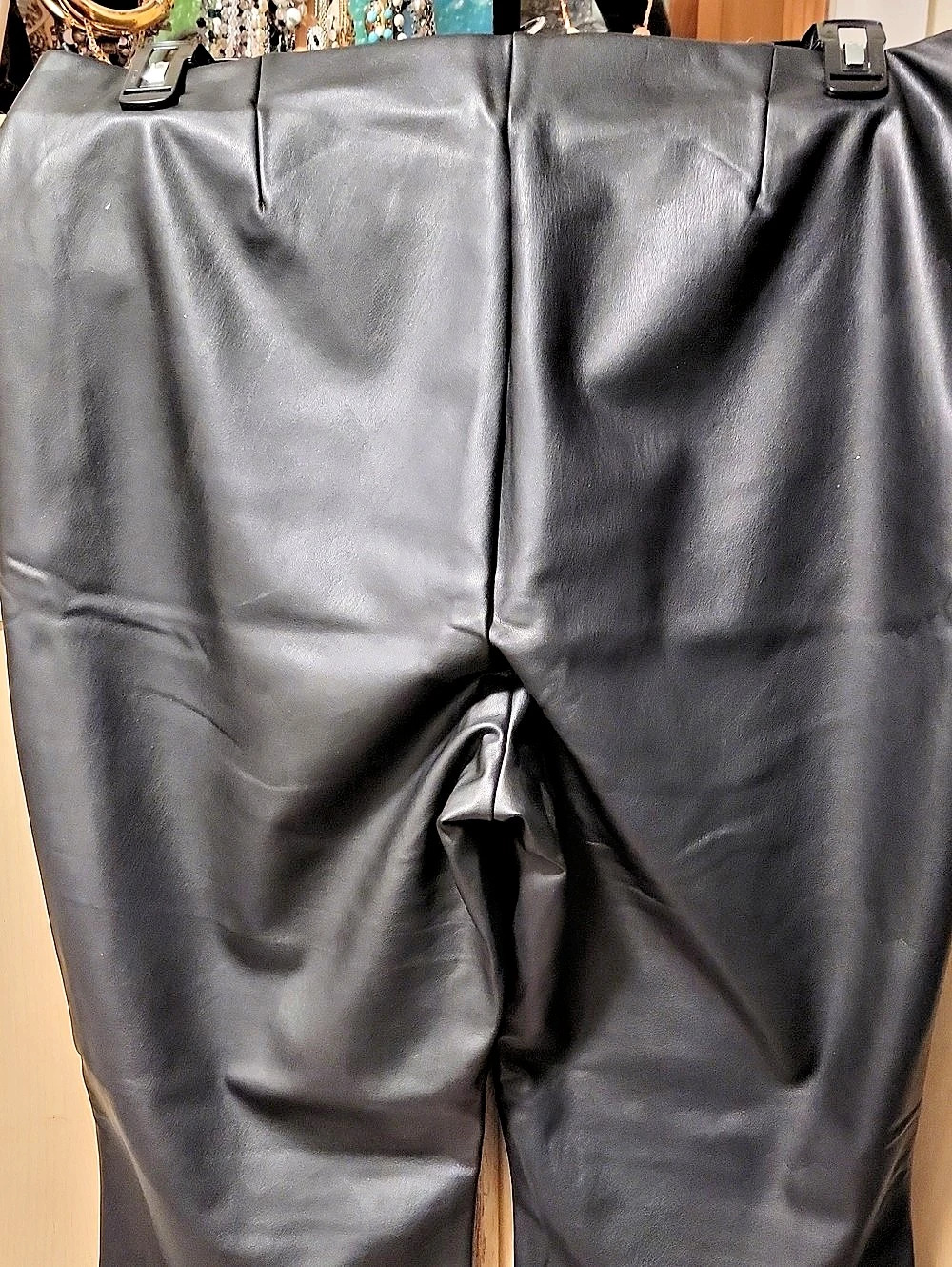 Calvin Klein Wide Leg Faux Leather Pants Black XL NWT - Picture 2 of 5